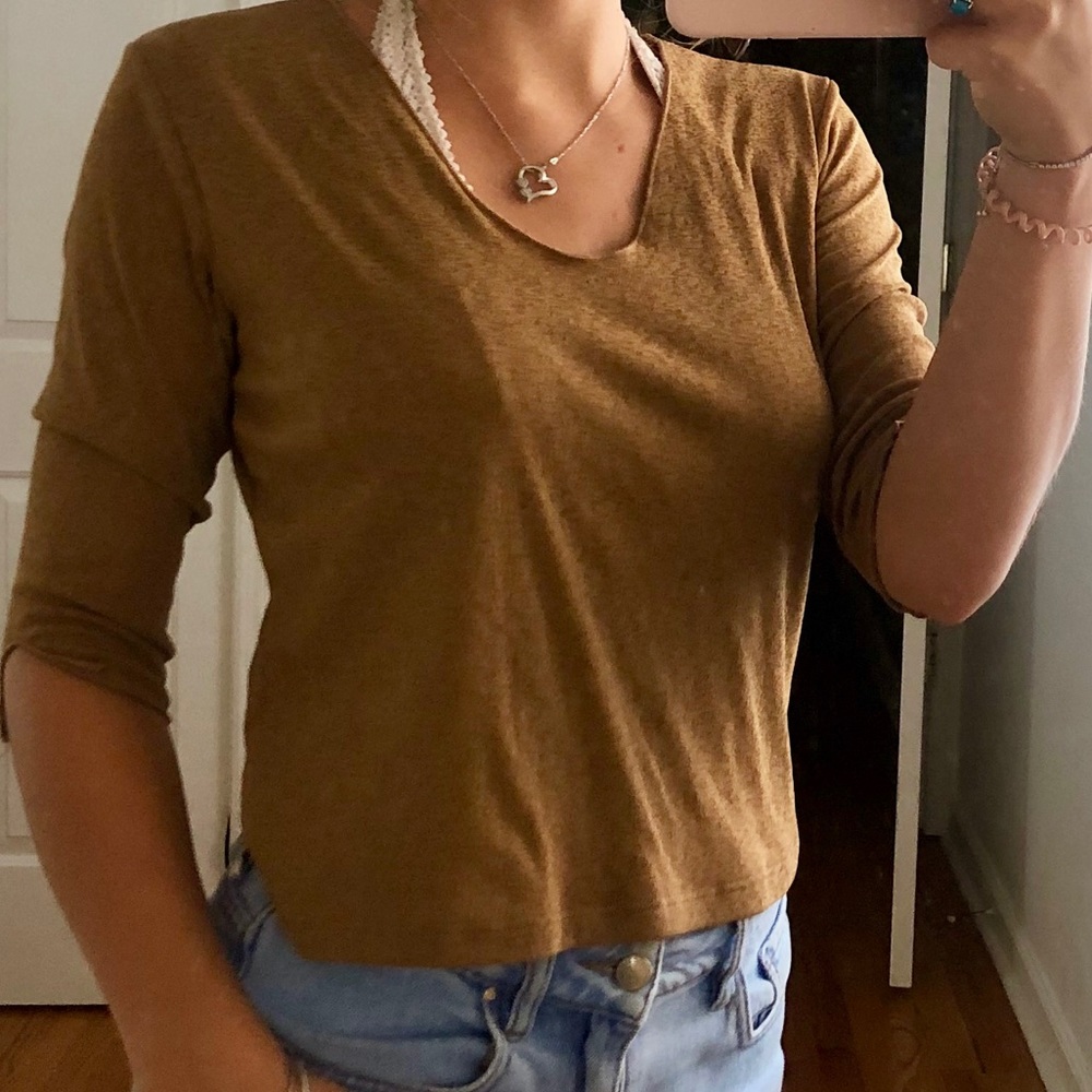 rustic brown quarter sleeve shirt